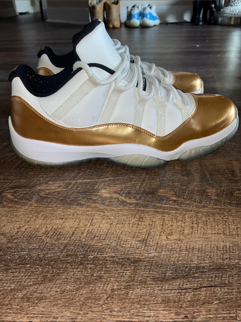 Closing Ceremony 11s Low Jordan Men's Sneakers in White, Gold and Black